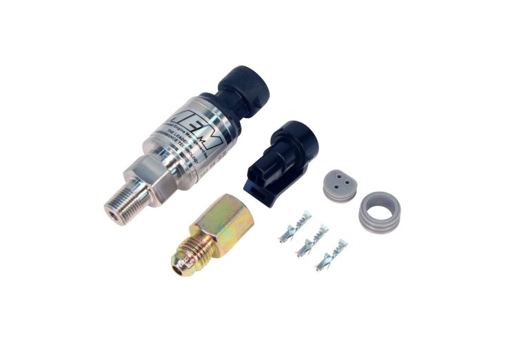 (image for) 2000 PSIg Stainless Sensor Kit. Stainless Steel Sensor Body. 1/8\" NPT Male Thread. Includes: 2000 PSIg Stainless Sensor, Connector, Pins & 1/8\" NPT to -4 Adapter