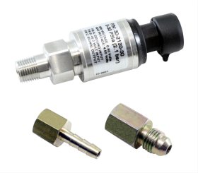 30 PSIa or 2 Bar Stainless Sensor Kit. Stainless Steel Sensor Body. 1/8" NPT Male Thread. Includes: 30 PSIa or 2 Bar Stainless Sensor, Connector, Pins, 1/8" NPT to -4 Adapter & 1/8" NPT to 3/